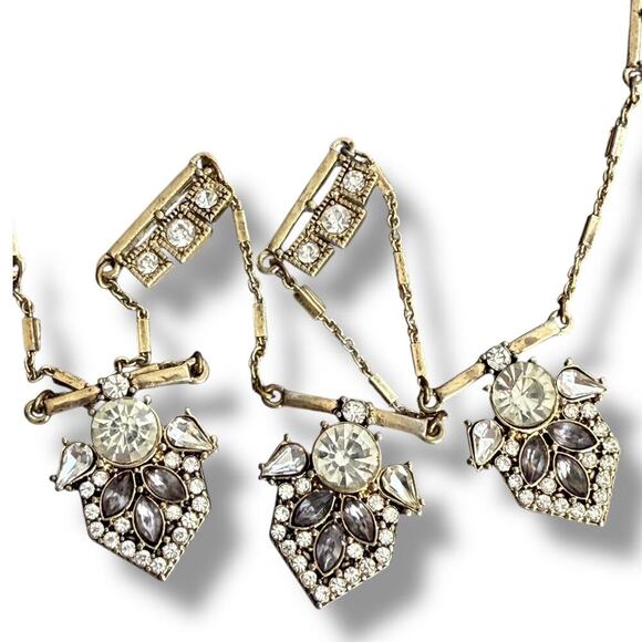 Vintage Ann Taylor Crystal Statement Necklace 30inch - Picture 8 of 8